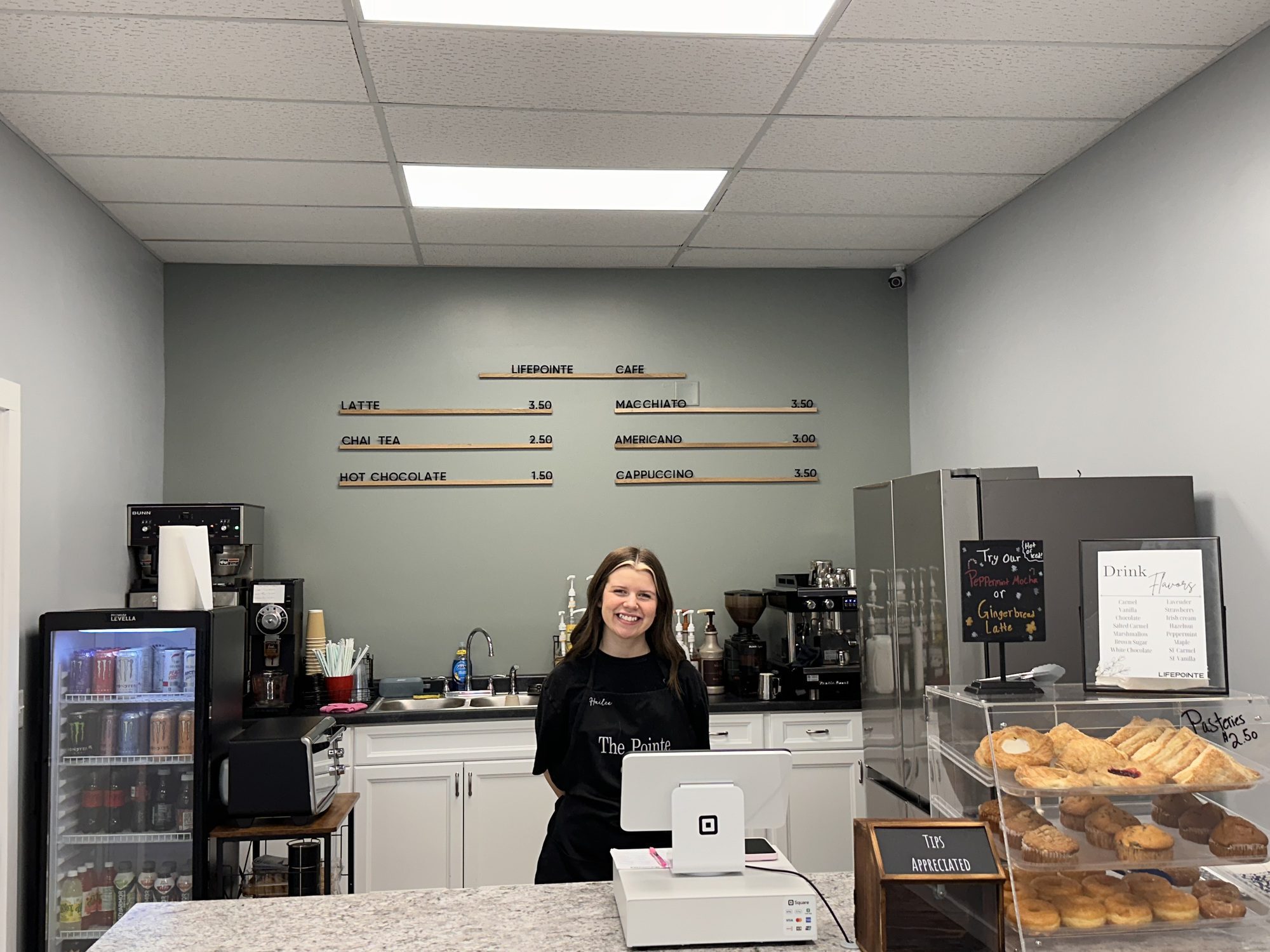 Coffee volunteers serving drinks